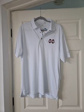 Columbia Men's White Polo Shirt with Mississippi State Logo